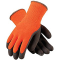 Guantes de invierno flocklined de doble capa de látex con espuma